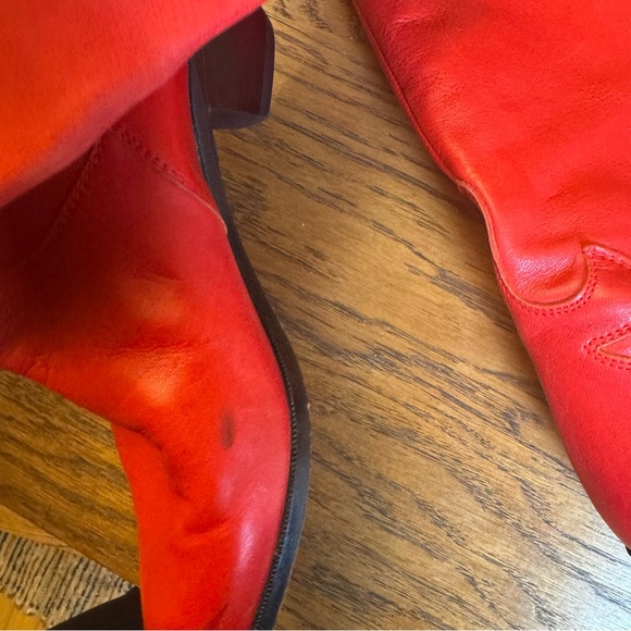 Vero Cuoio Vintage Italian Leather Western Red Heeled Boots fire flame detail - Picture 8 of 13